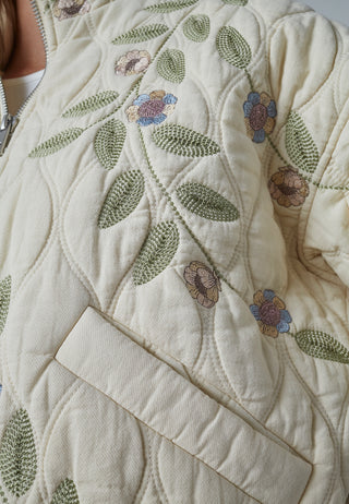 LOVE1378 quiltet jakke med broderi