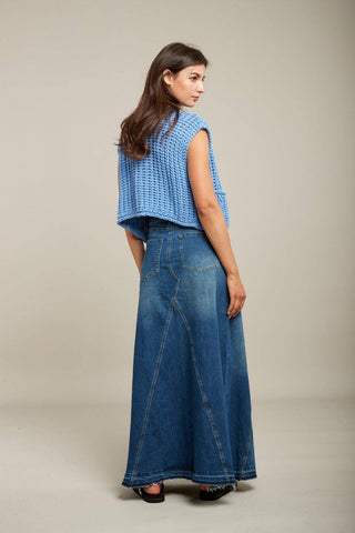 JANE Maxilang denim nederdel