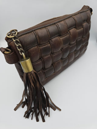 Skindtaske / clutch i mørk brun