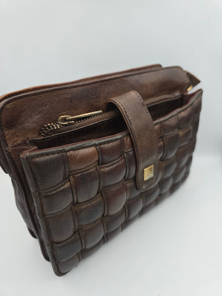 Skindtaske i mørk brun