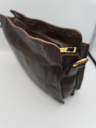 Skindtaske i mørk brun