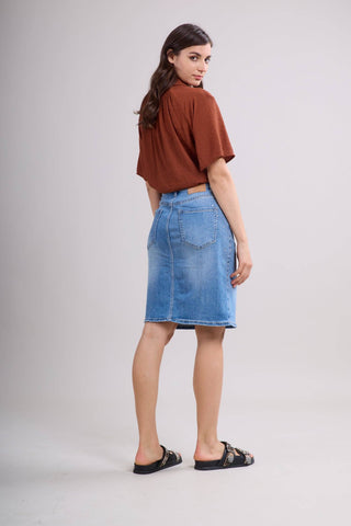 JUPE denim nederdel med sten
