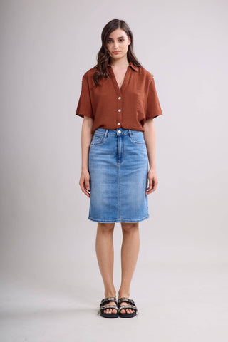 JUPE denim nederdel med sten