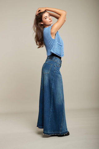 JANE Maxilang denim nederdel