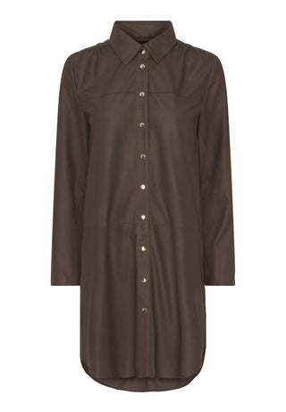 NOAURORA LEATHER Skjortekjole - Espresso