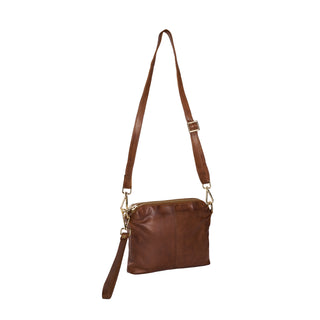 ORCHID crossbody clutch - Dark Cognac