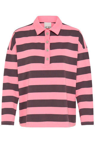 XIMMY polo med striber og lange ærmer