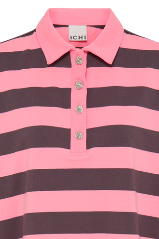 XIMMY polo med striber og lange ærmer