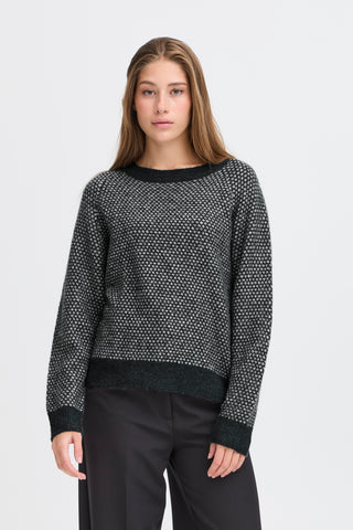 KAMARA strikbluse med mønster
