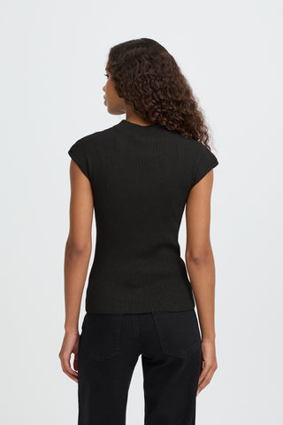 Sort CODY top med glimmer