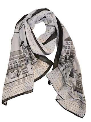 Flot tørklæde med bygninger