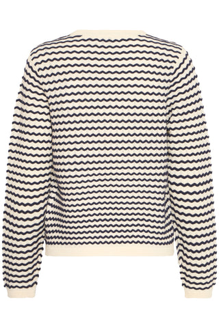 LUMA sweater med striber i Navy