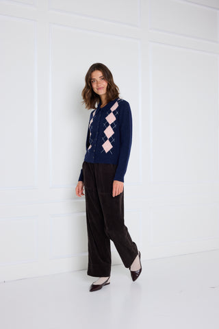 Blå NOEMA cardigan med harlekin-tern