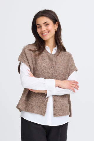 Brun SANNY cardigan uden ærmer