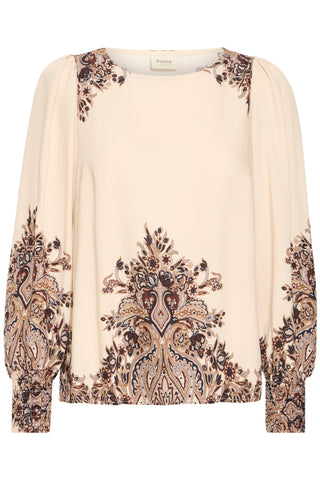 Beige ADARA bluse med print