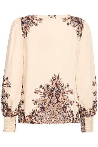Beige ADARA bluse med print