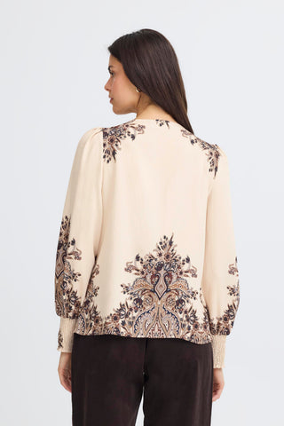 Beige ADARA bluse med print