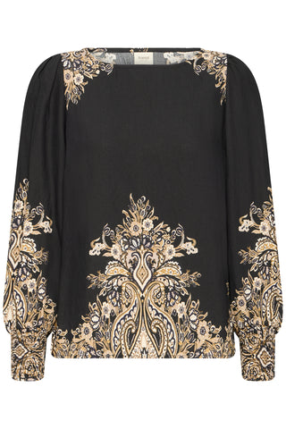 Sort ADARA bluse med print
