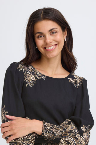 Sort ADARA bluse med print