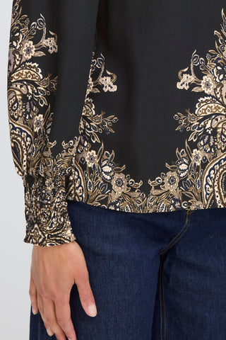 Sort ADARA bluse med print