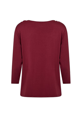 MARICA basis shirt med 3/4 ærme i dyb rød