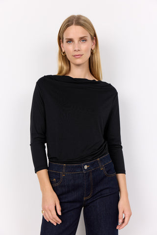 MARICA basis shirt med 3/4 ærme i sort