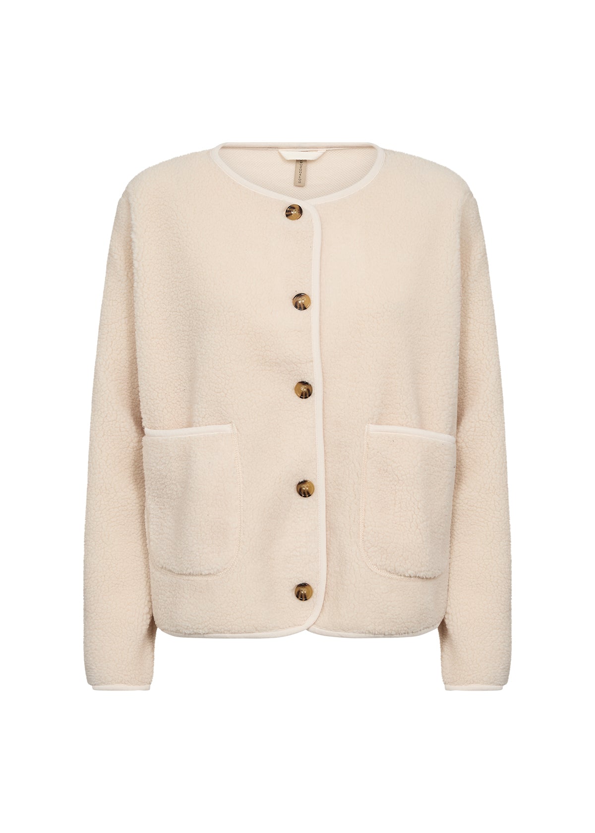 Teddy cardigan i Creme