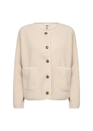 Teddy cardigan i Creme