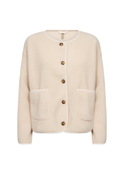 Teddy cardigan i Creme