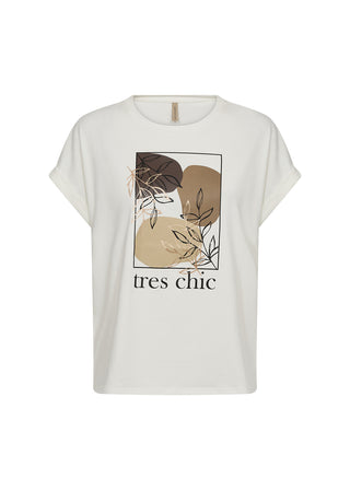 RINA T-shirt i OFFWHITE med print
