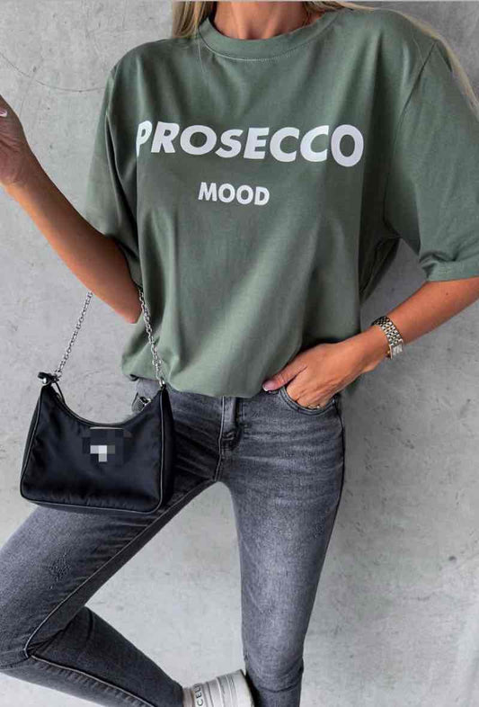 T-shirt Prosecco Mood - Khaki - Tusind Tanker