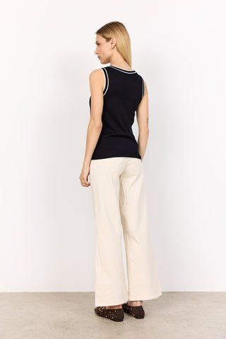 DOLLIE 763 top, sort med kontrast