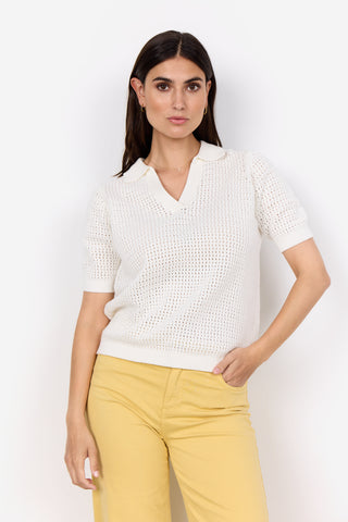 DENEFA strikket  bluse med polokrave