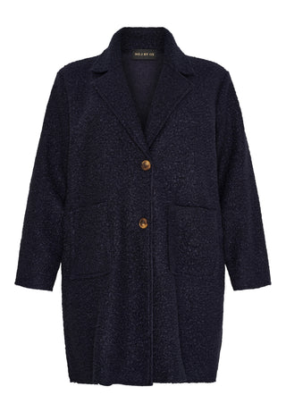 LOOSE CARDIGAN COAT - Dark navy