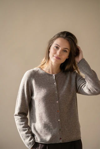 ALICE Cashmere Cardigan - Ash Brown Melange