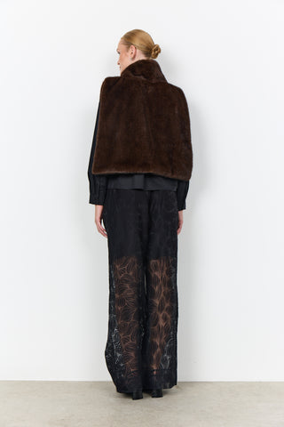 JOVINA 1 FAKE FUR VEST - Choko