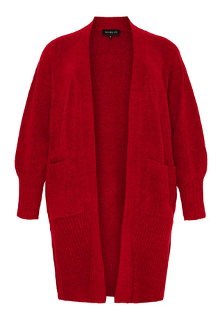 Lang CARDIGAN m/ ballonærmer - Houte Red