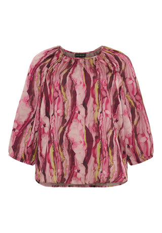 RAGLAN bluse med 3/4 ærme - Pink Print