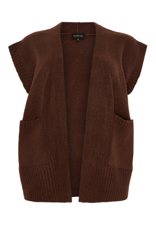 Kort STRIKKET VEST - Brown Stone