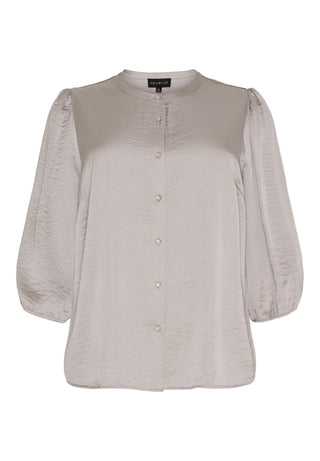BLUSE med 3/4 Puff-ærme - Brown Rice