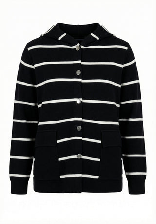 CARDIGAN W HOOD - Black / Cream