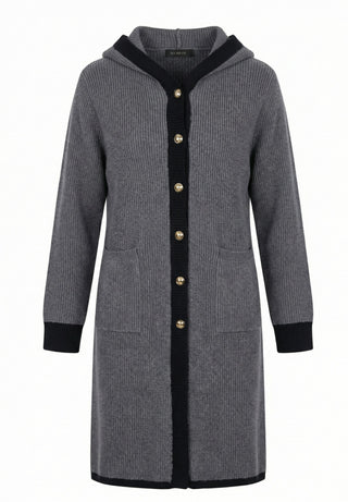 Lang CARDIGAN W HOOD - Dark Grey Melange