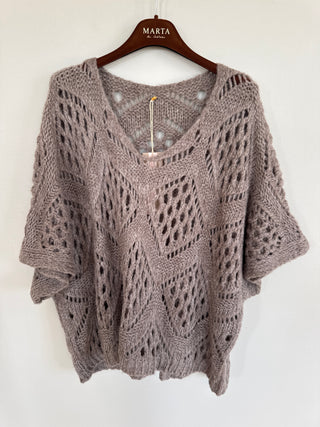 NIEVE Strik Bluse - Fango