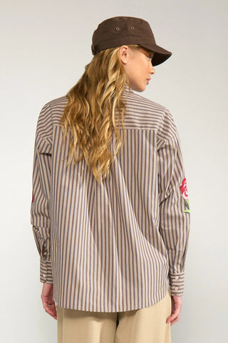 NUKACEY EMBROIDERY Skjorte - Deep Taupe