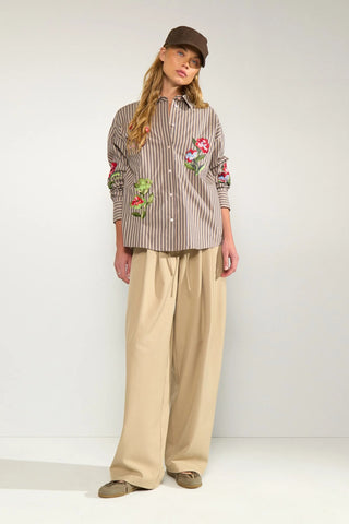 NUKACEY EMBROIDERY Skjorte - Deep Taupe