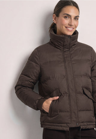 SHORT PADDED dynejakke - Auburn Brown
