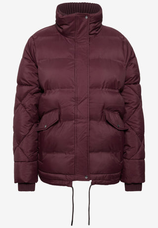SHORT PADDED dynejakke - Rustic Rouge