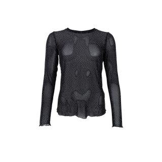ALEXIS mesh bluse med sten - sort