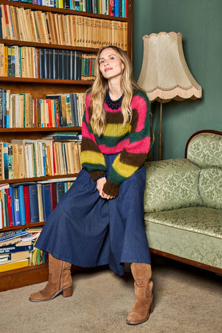 HERMIONE SPLIT Skirt - Denim Blue