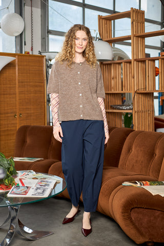 KAMMA Mesh Bluse - Beige Tartan